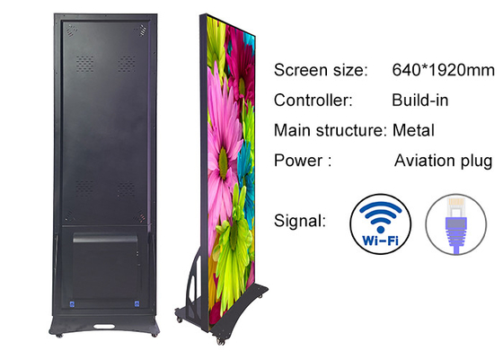 Shopping Mall Digital Information Sign Movible LED Poster Screen Quadro in metallo